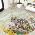 Eastern Quoll Australia Round Carpet Watercolor National Flowers Indigenous Art - Aussie Hoodie