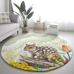 Eastern Quoll Australia Round Carpet Watercolor National Flowers Indigenous Art - Aussie Hoodie