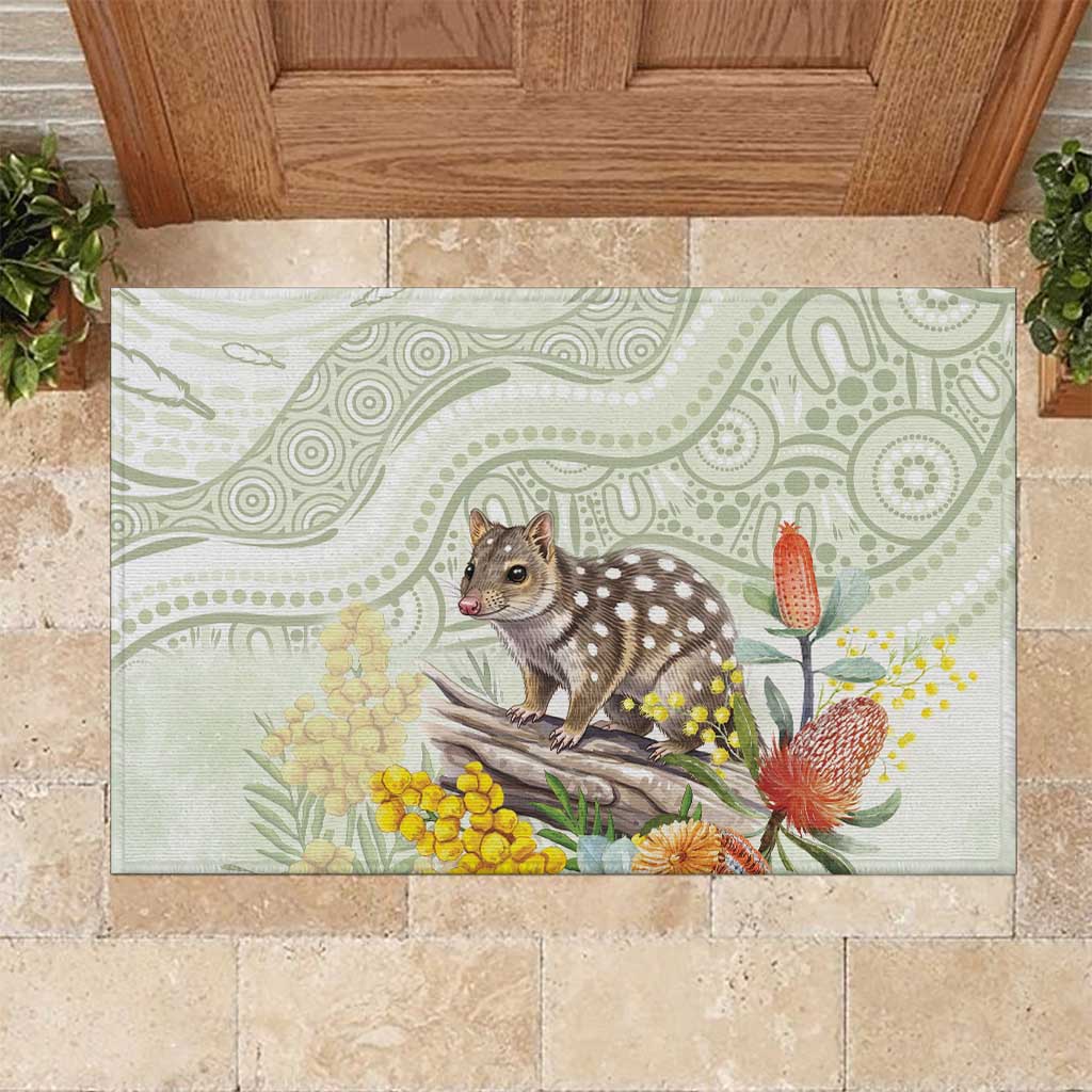 Eastern Quoll Australia Rubber Doormat Watercolor National Flowers Indigenous Art - Aussie Hoodie