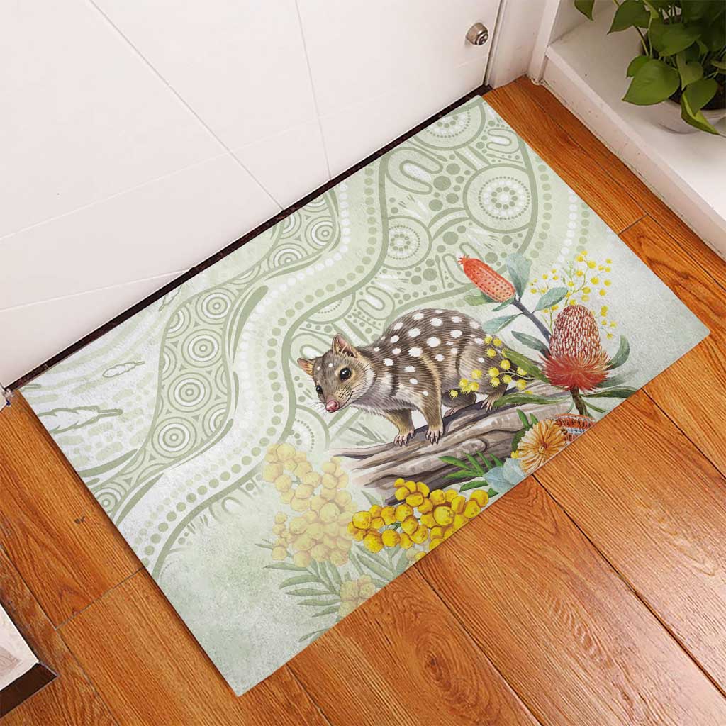 Eastern Quoll Australia Rubber Doormat Watercolor National Flowers Indigenous Art - Aussie Hoodie
