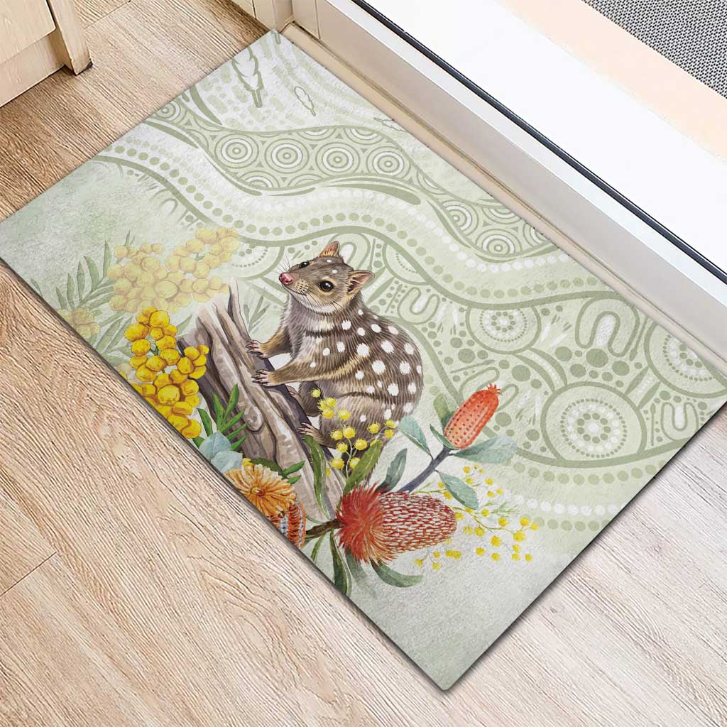 Eastern Quoll Australia Rubber Doormat Watercolor National Flowers Indigenous Art - Aussie Hoodie