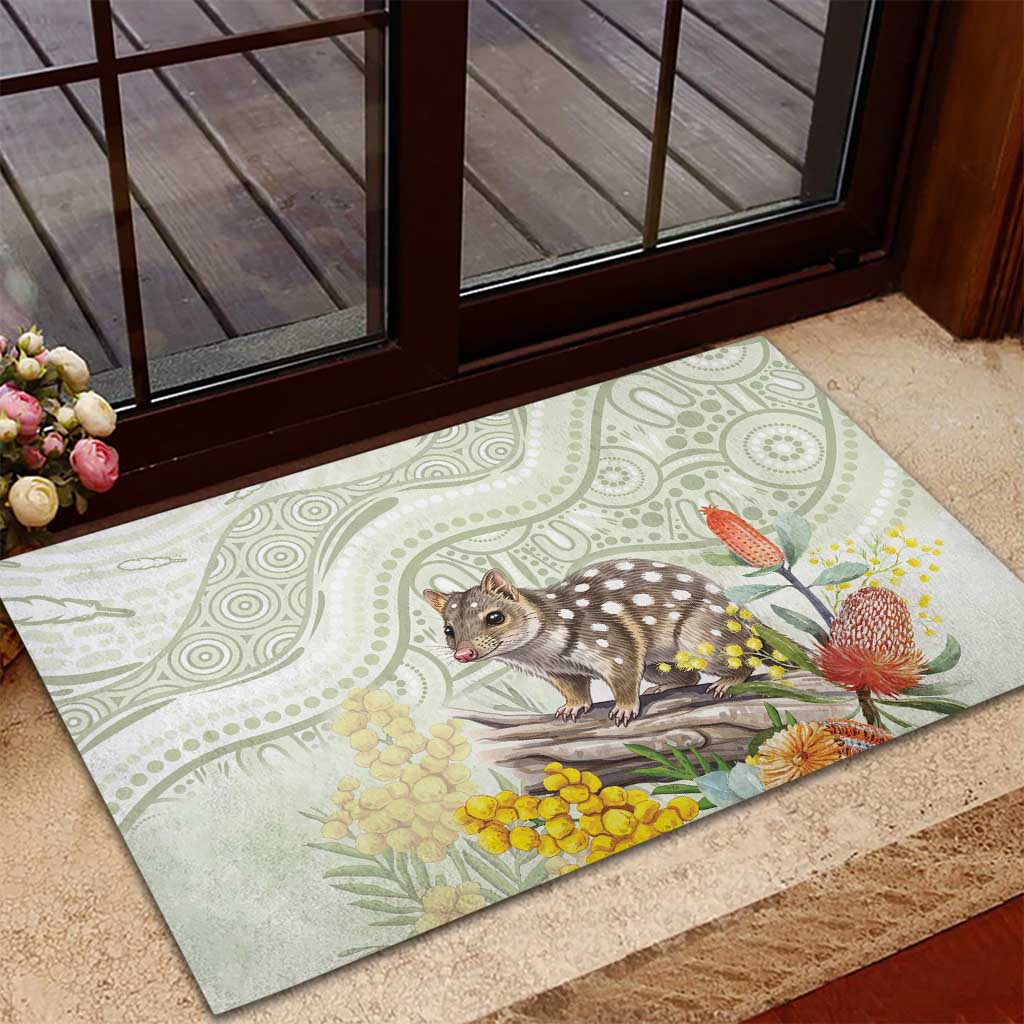 Eastern Quoll Australia Rubber Doormat Watercolor National Flowers Indigenous Art - Aussie Hoodie