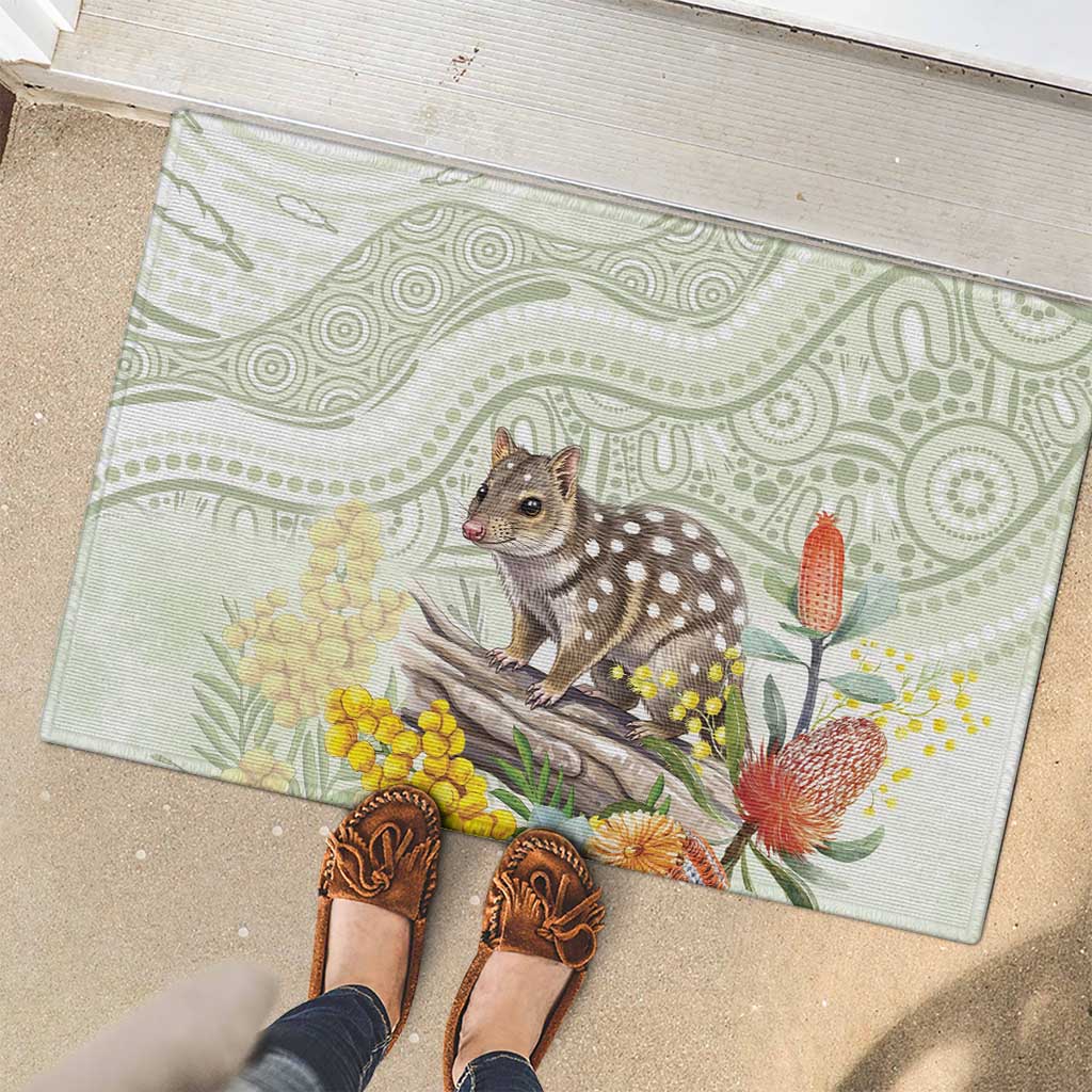 Eastern Quoll Australia Rubber Doormat Watercolor National Flowers Indigenous Art - Aussie Hoodie