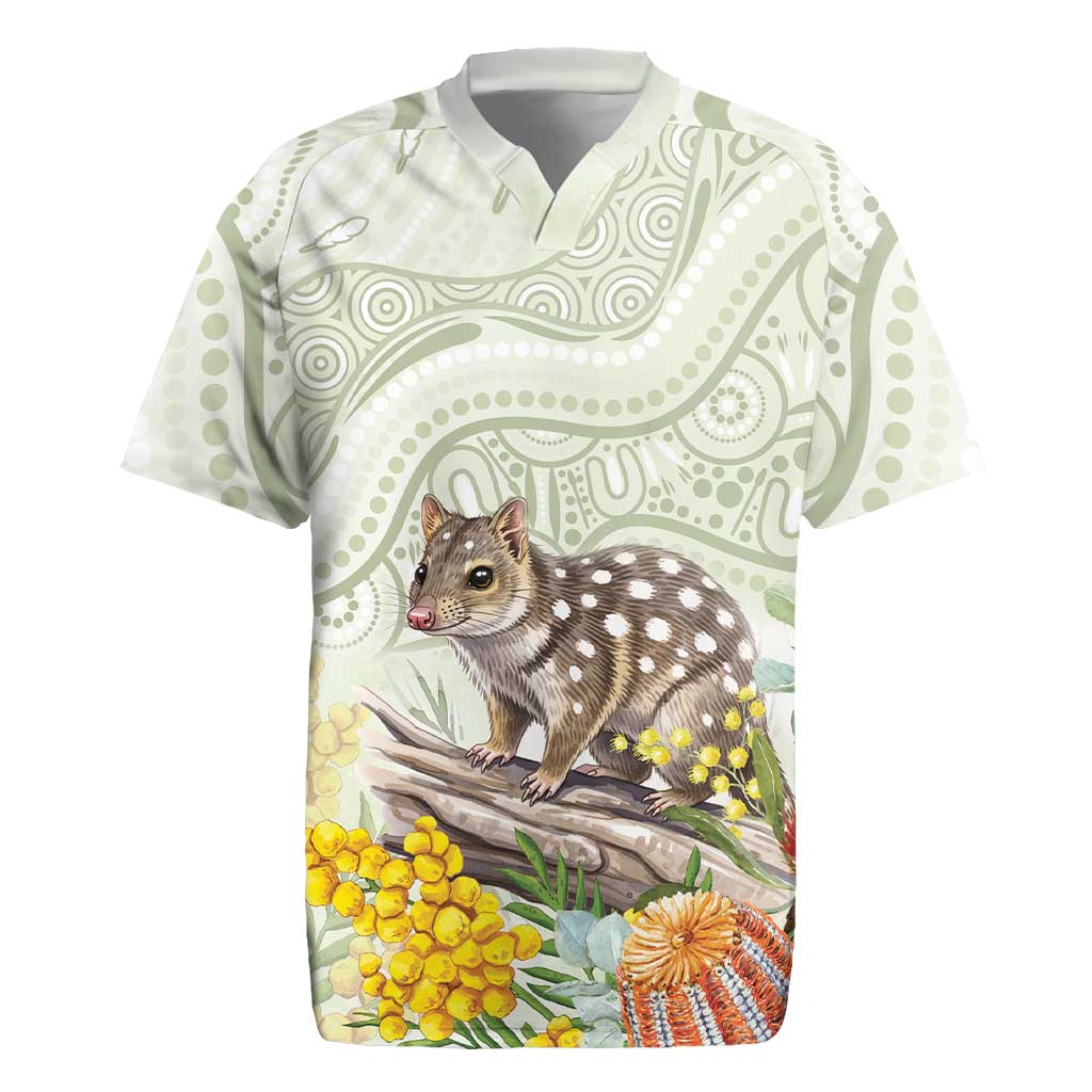 Eastern Quoll Australia Rugby Jersey Watercolor National Flowers Indigenous Art - Aussie Hoodie