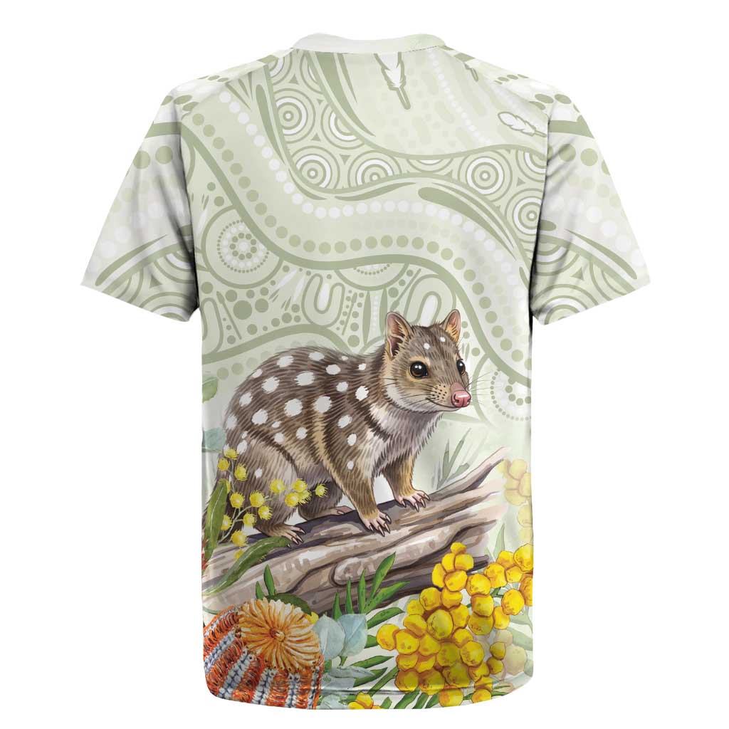 Eastern Quoll Australia Rugby Jersey Watercolor National Flowers Indigenous Art - Aussie Hoodie