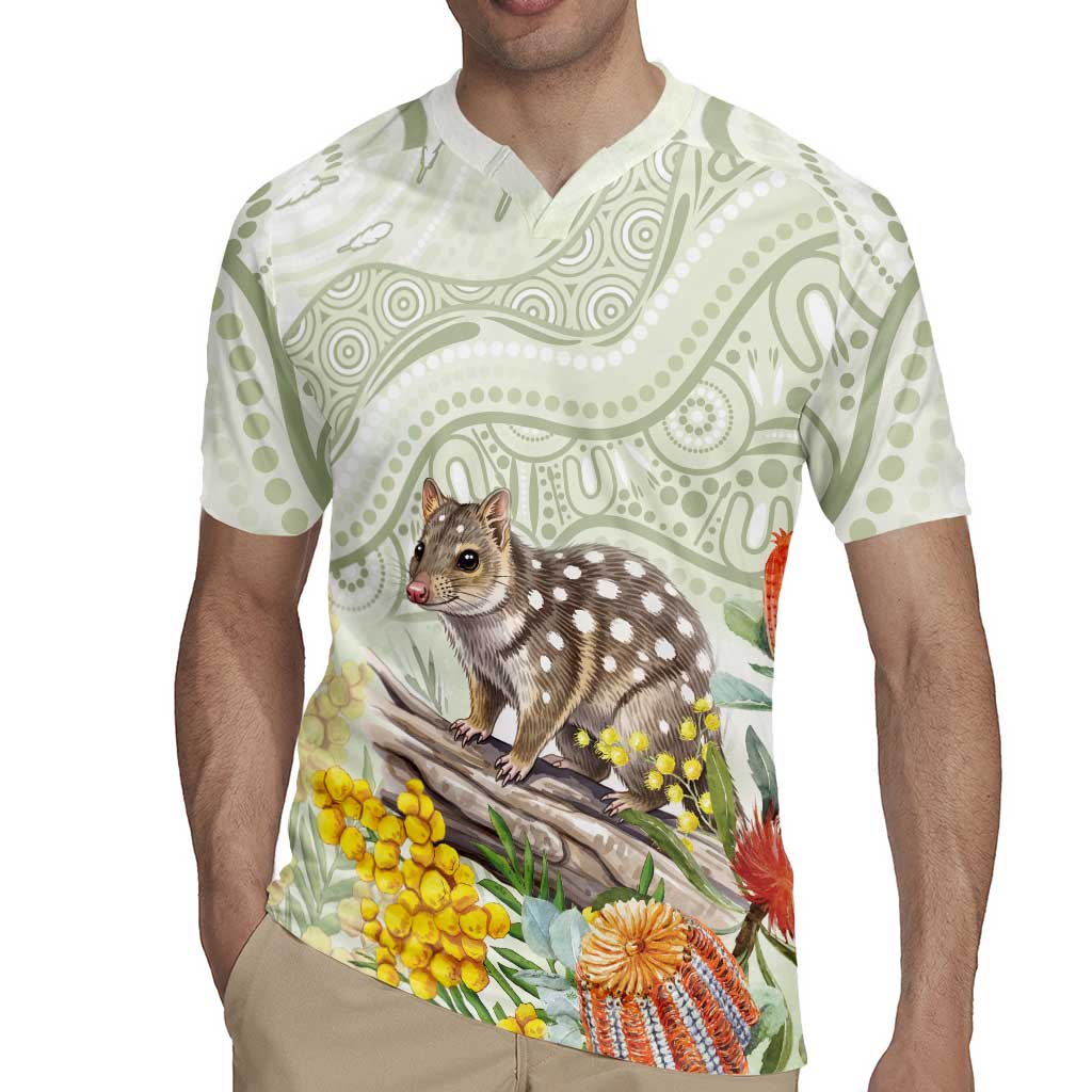 Eastern Quoll Australia Rugby Jersey Watercolor National Flowers Indigenous Art - Aussie Hoodie