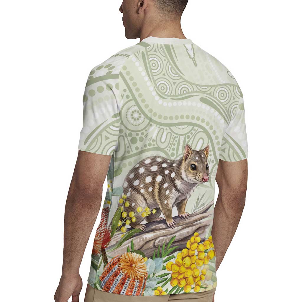 Eastern Quoll Australia Rugby Jersey Watercolor National Flowers Indigenous Art - Aussie Hoodie