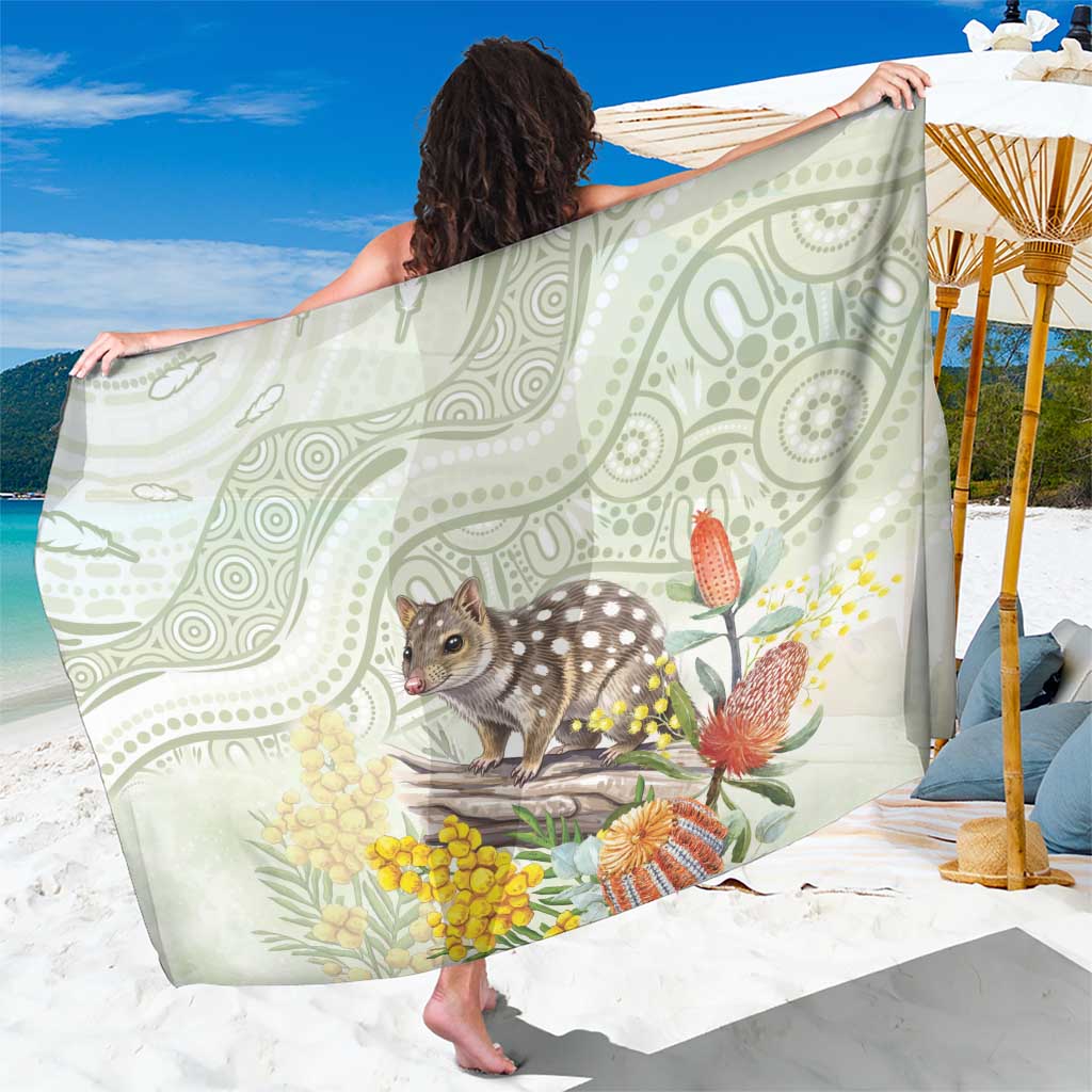 Eastern Quoll Australia Sarong Watercolor National Flowers Indigenous Art - Aussie Hoodie