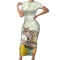 Eastern Quoll Australia Short Sleeve Bodycon Dress Watercolor National Flowers Indigenous Art - Aussie Hoodie