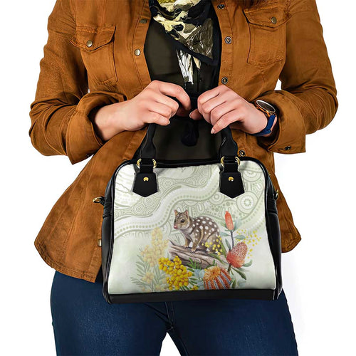 Eastern Quoll Australia Shoulder Handbag Watercolor National Flowers Indigenous Art - Aussie Hoodie