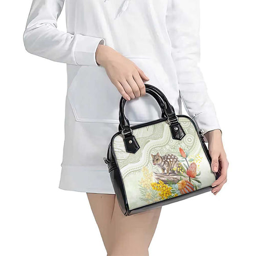 Eastern Quoll Australia Shoulder Handbag Watercolor National Flowers Indigenous Art - Aussie Hoodie