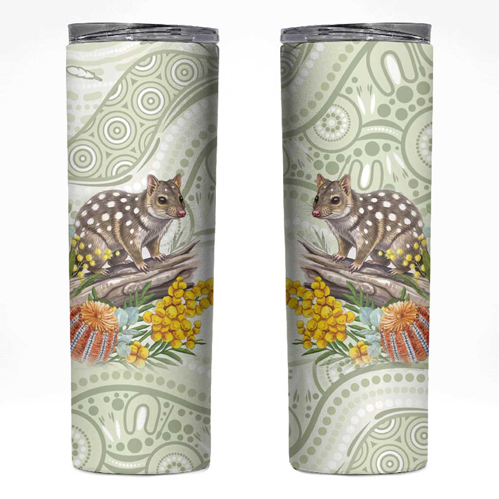 Eastern Quoll Australia Skinny Tumbler Watercolor National Flowers Indigenous Art - Aussie Hoodie