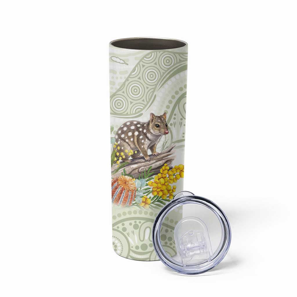 Eastern Quoll Australia Skinny Tumbler Watercolor National Flowers Indigenous Art - Aussie Hoodie