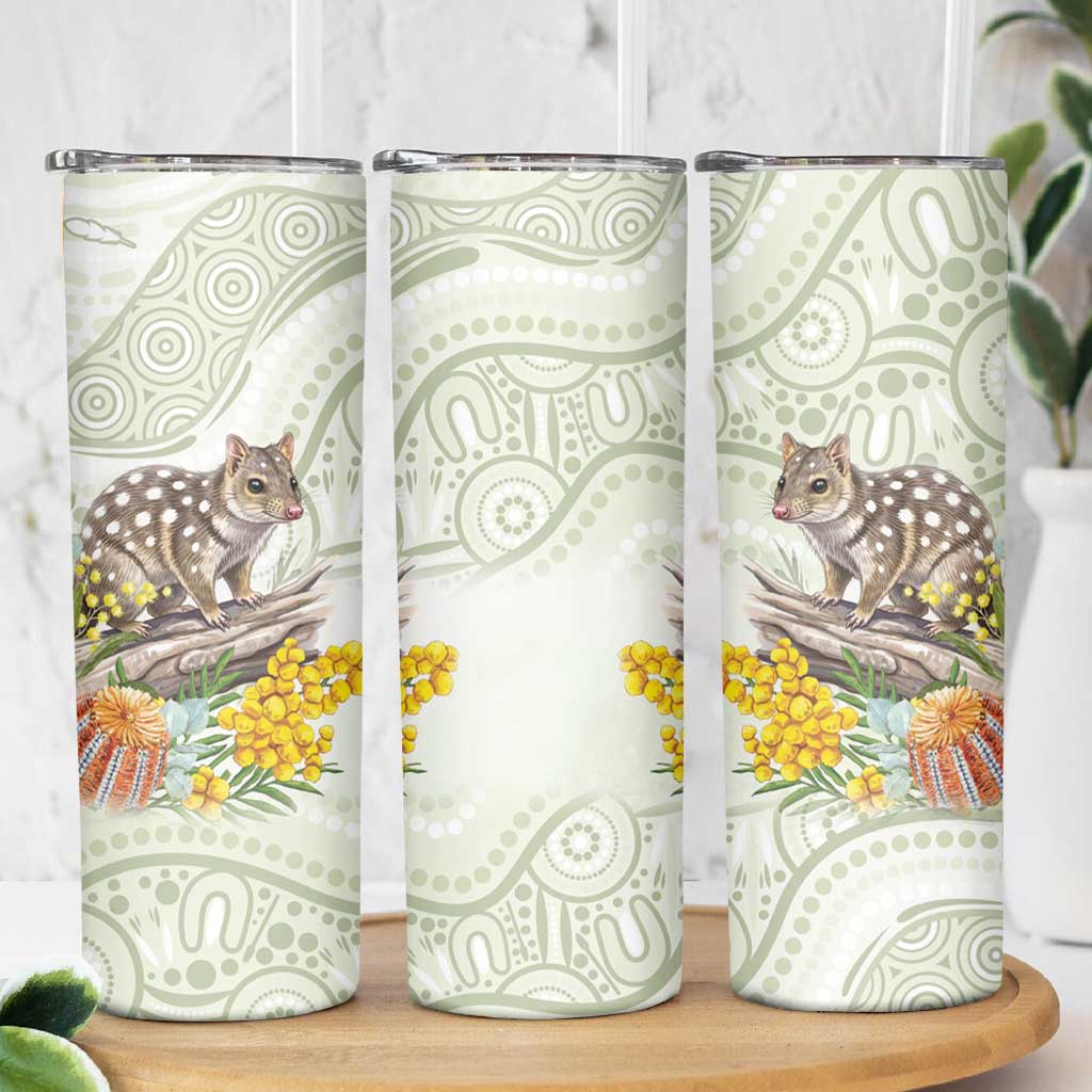 Eastern Quoll Australia Skinny Tumbler Watercolor National Flowers Indigenous Art - Aussie Hoodie