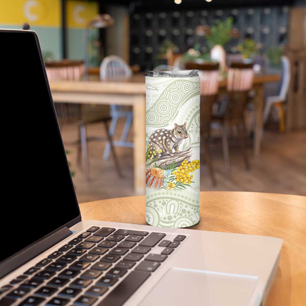 Eastern Quoll Australia Skinny Tumbler Watercolor National Flowers Indigenous Art - Aussie Hoodie