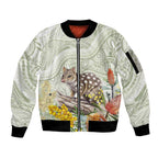 Eastern Quoll Australia Sleeve Zip Bomber Jacket Watercolor National Flowers Indigenous Art - Aussie Hoodie
