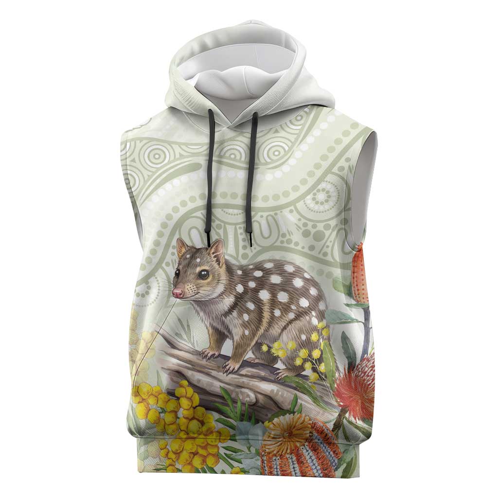 Eastern Quoll Australia Sleeveless Hoodie Watercolor National Flowers Indigenous Art - Aussie Hoodie