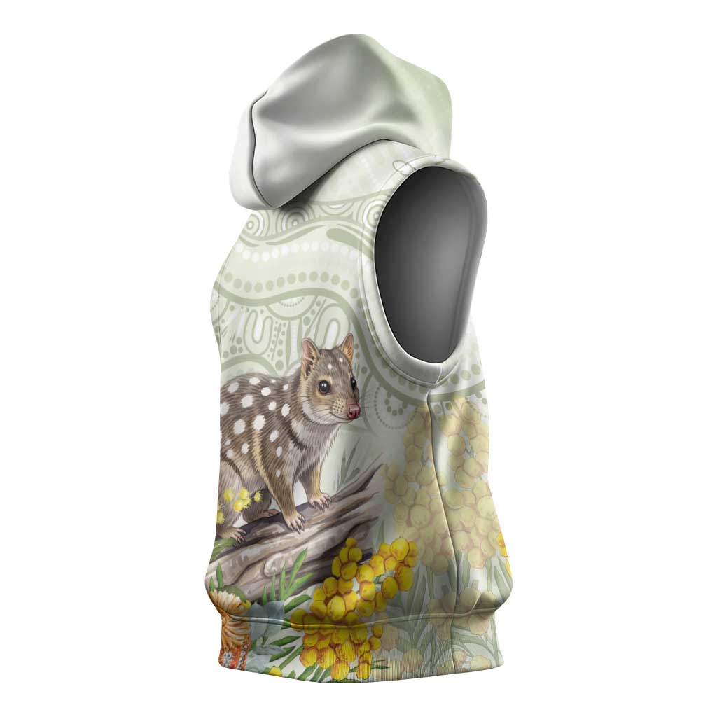 Eastern Quoll Australia Sleeveless Hoodie Watercolor National Flowers Indigenous Art - Aussie Hoodie