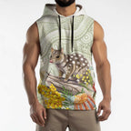 Eastern Quoll Australia Sleeveless Hoodie Watercolor National Flowers Indigenous Art - Aussie Hoodie