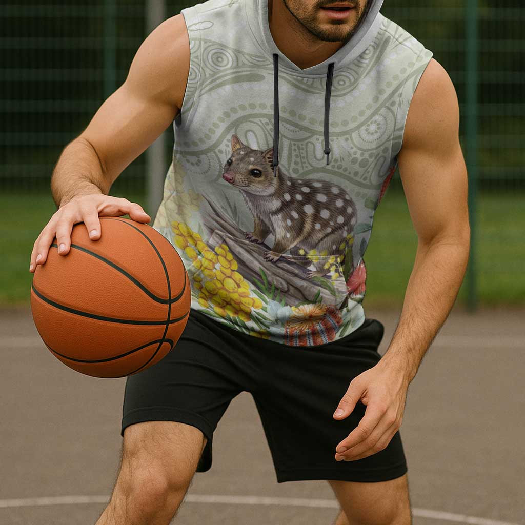 Eastern Quoll Australia Sleeveless Hoodie Watercolor National Flowers Indigenous Art - Aussie Hoodie