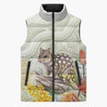 Eastern Quoll Australia Sleeveless Puffer Jacket Watercolor National Flowers Indigenous Art - Aussie Hoodie