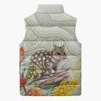 Eastern Quoll Australia Sleeveless Puffer Jacket Watercolor National Flowers Indigenous Art - Aussie Hoodie