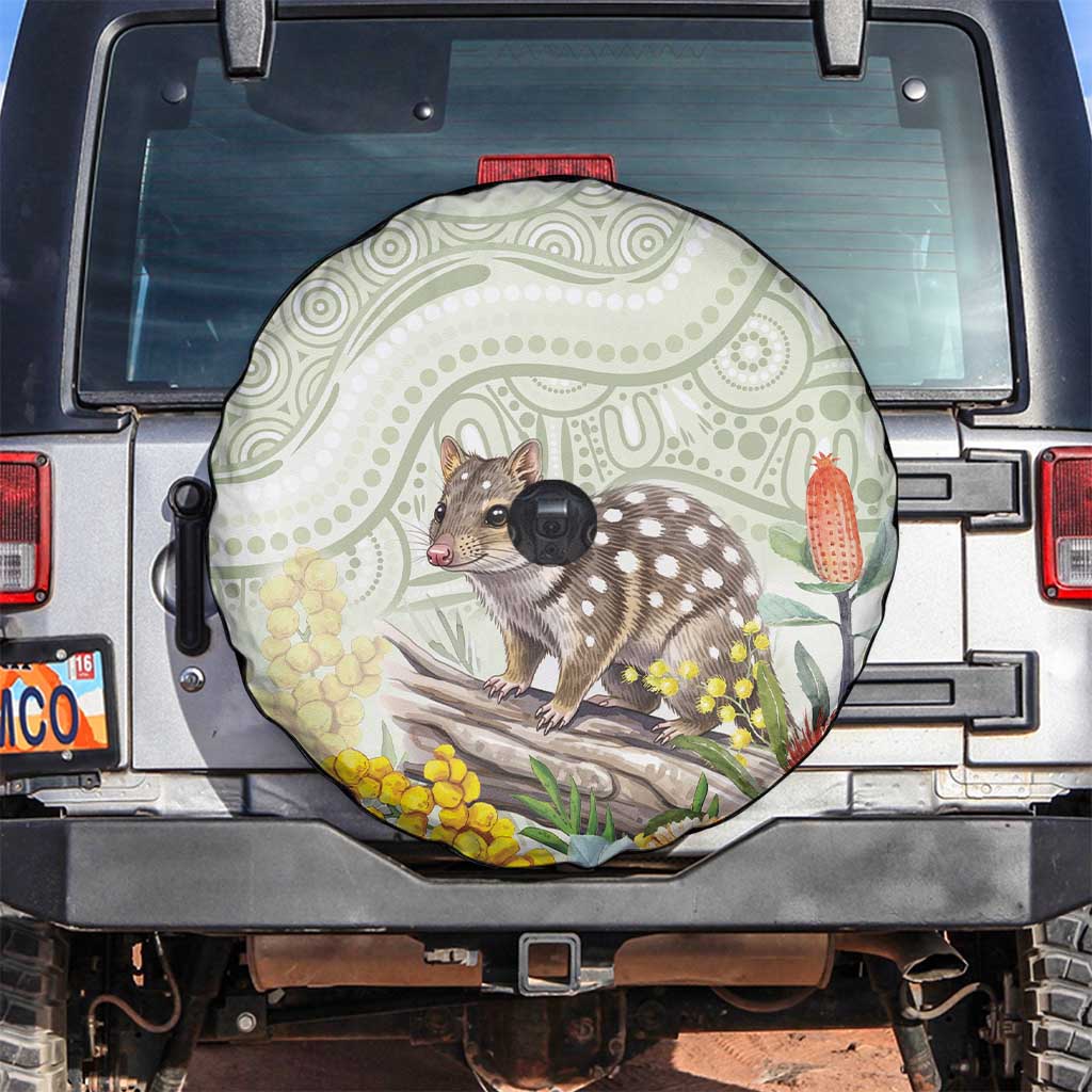 Eastern Quoll Australia Spare Tire Cover Watercolor National Flowers Indigenous Art - Aussie Hoodie