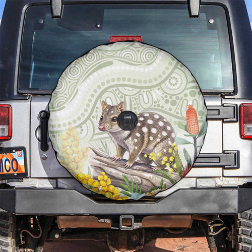 Eastern Quoll Australia Spare Tire Cover Watercolor National Flowers Indigenous Art - Aussie Hoodie