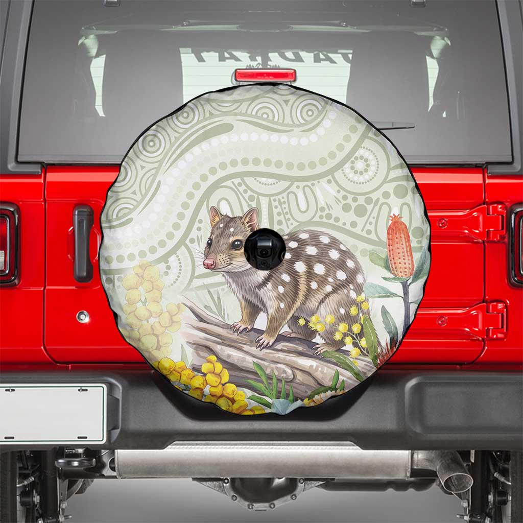 Eastern Quoll Australia Spare Tire Cover Watercolor National Flowers Indigenous Art - Aussie Hoodie