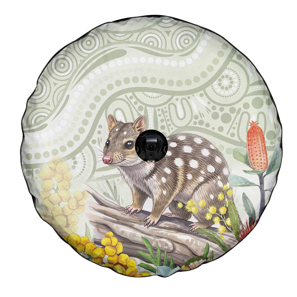 Eastern Quoll Australia Spare Tire Cover Watercolor National Flowers Indigenous Art - Aussie Hoodie
