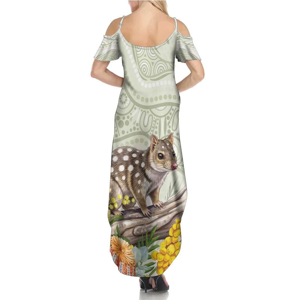 Eastern Quoll Australia Summer Maxi Dress Watercolor National Flowers Indigenous Art - Aussie Hoodie