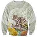 Eastern Quoll Australia Sweatshirt Watercolor National Flowers Indigenous Art - Aussie Hoodie