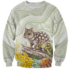 Eastern Quoll Australia Sweatshirt Watercolor National Flowers Indigenous Art - Aussie Hoodie