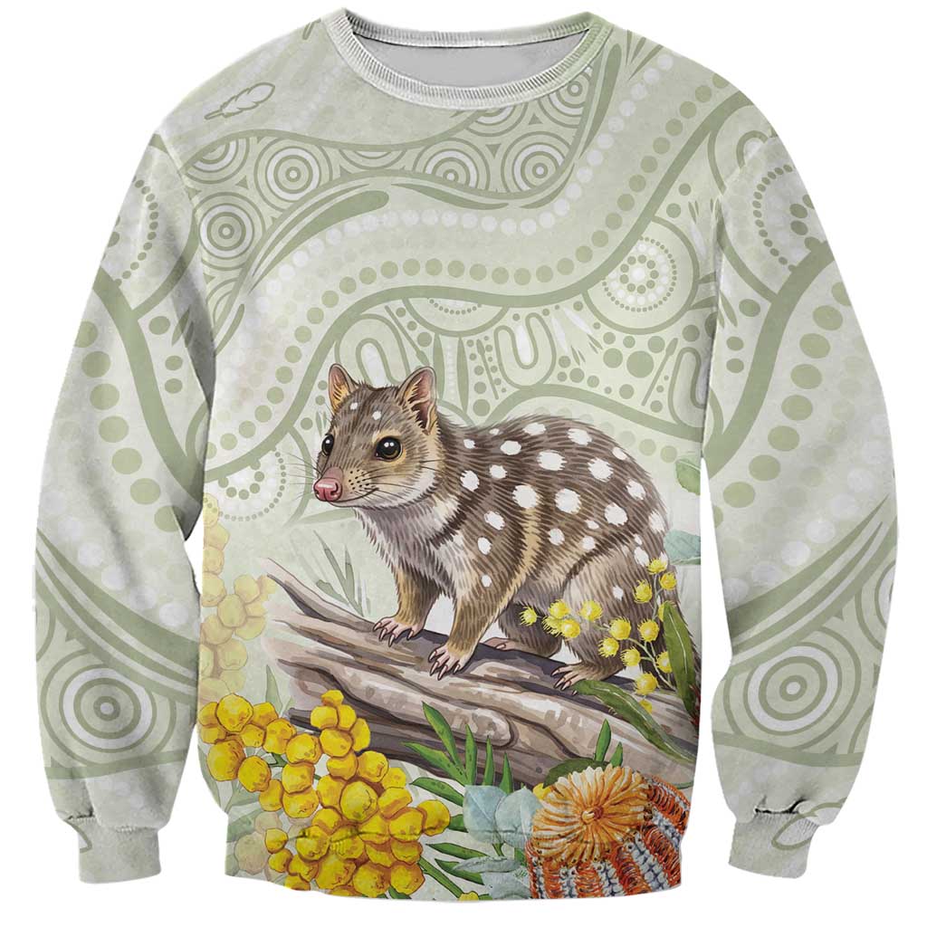 Eastern Quoll Australia Sweatshirt Watercolor National Flowers Indigenous Art - Aussie Hoodie