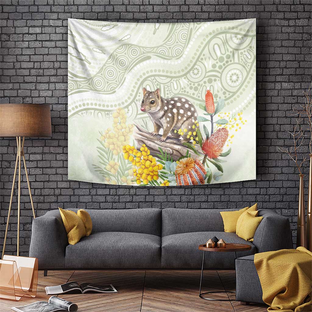 Eastern Quoll Australia Tapestry Watercolor National Flowers Indigenous Art - Aussie Hoodie