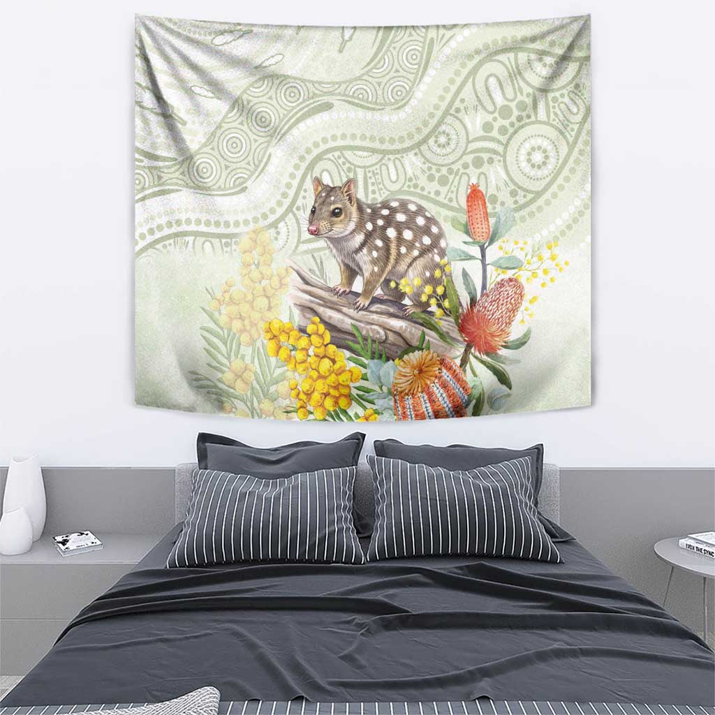 Eastern Quoll Australia Tapestry Watercolor National Flowers Indigenous Art - Aussie Hoodie