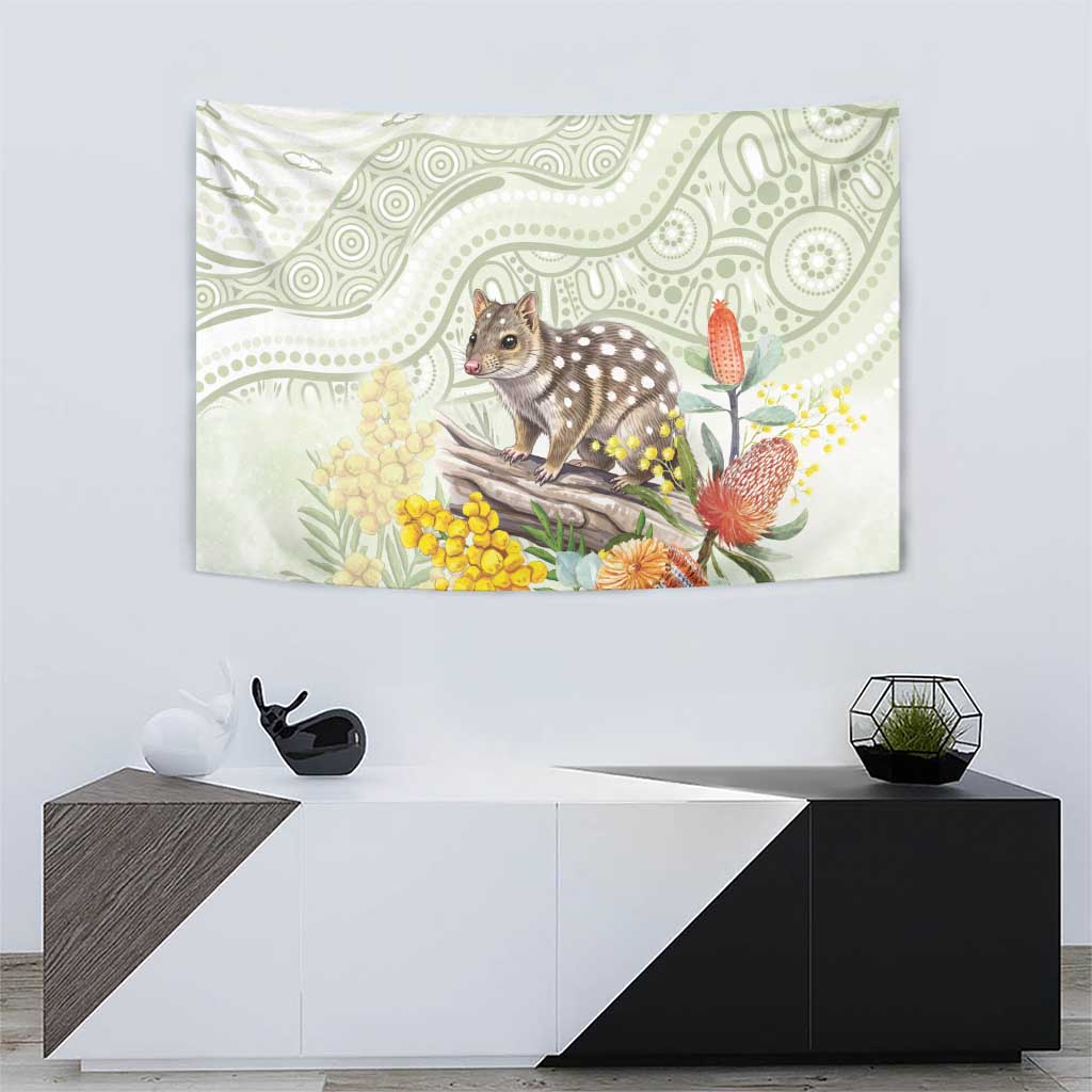 Eastern Quoll Australia Tapestry Watercolor National Flowers Indigenous Art - Aussie Hoodie