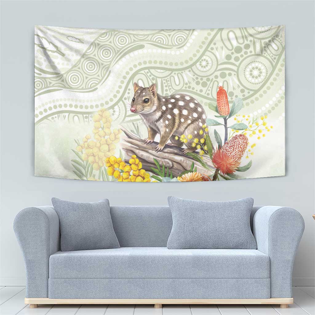 Eastern Quoll Australia Tapestry Watercolor National Flowers Indigenous Art - Aussie Hoodie