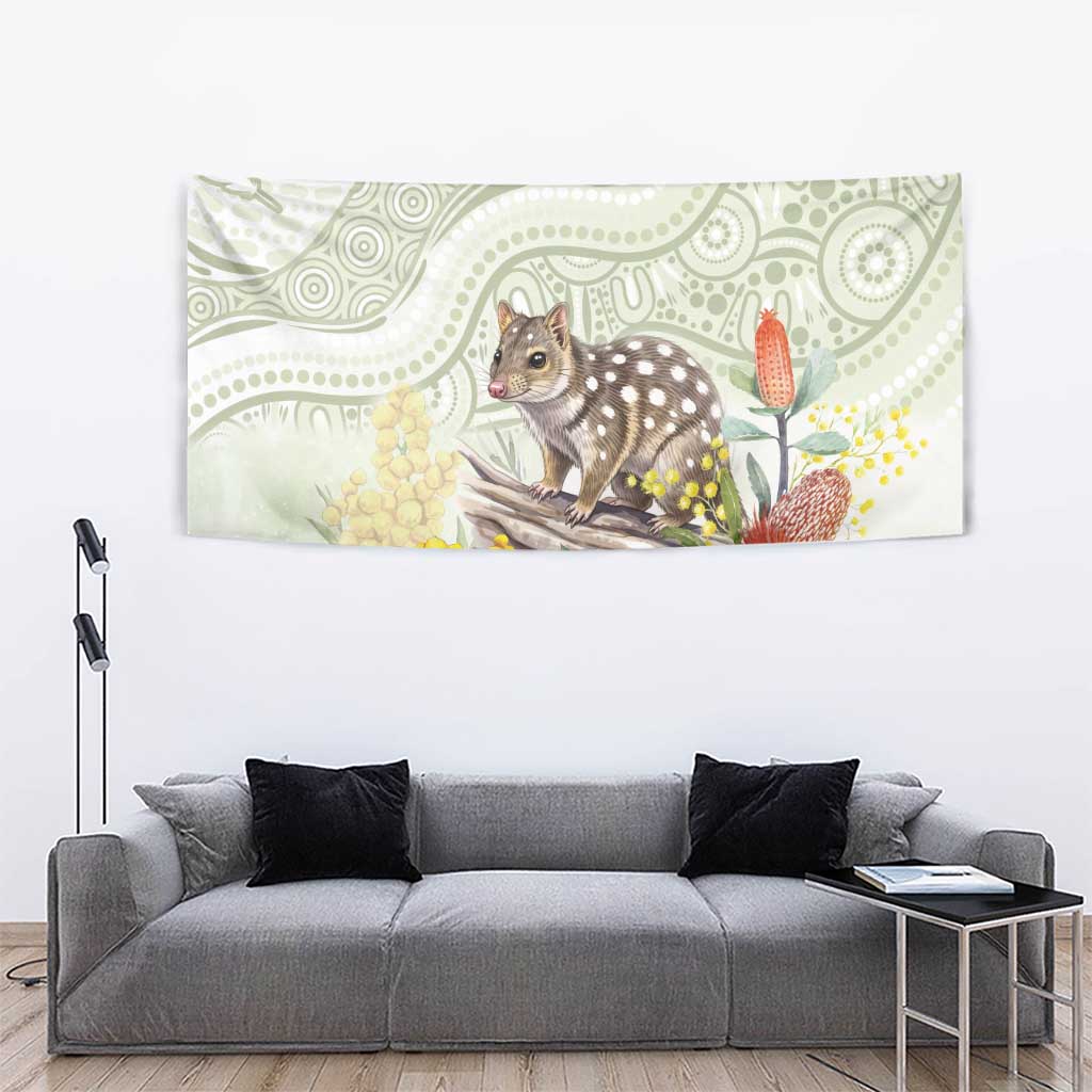 Eastern Quoll Australia Tapestry Watercolor National Flowers Indigenous Art - Aussie Hoodie