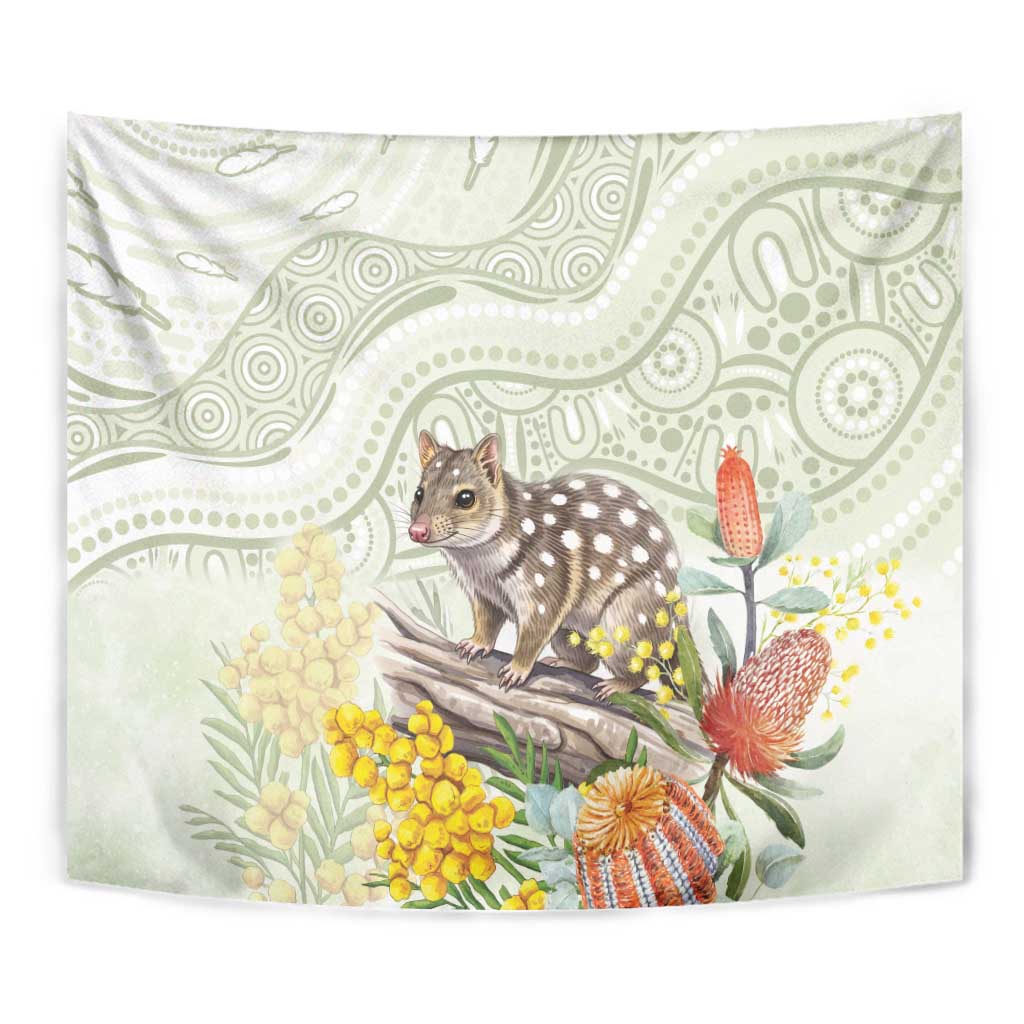 Eastern Quoll Australia Tapestry Watercolor National Flowers Indigenous Art - Aussie Hoodie
