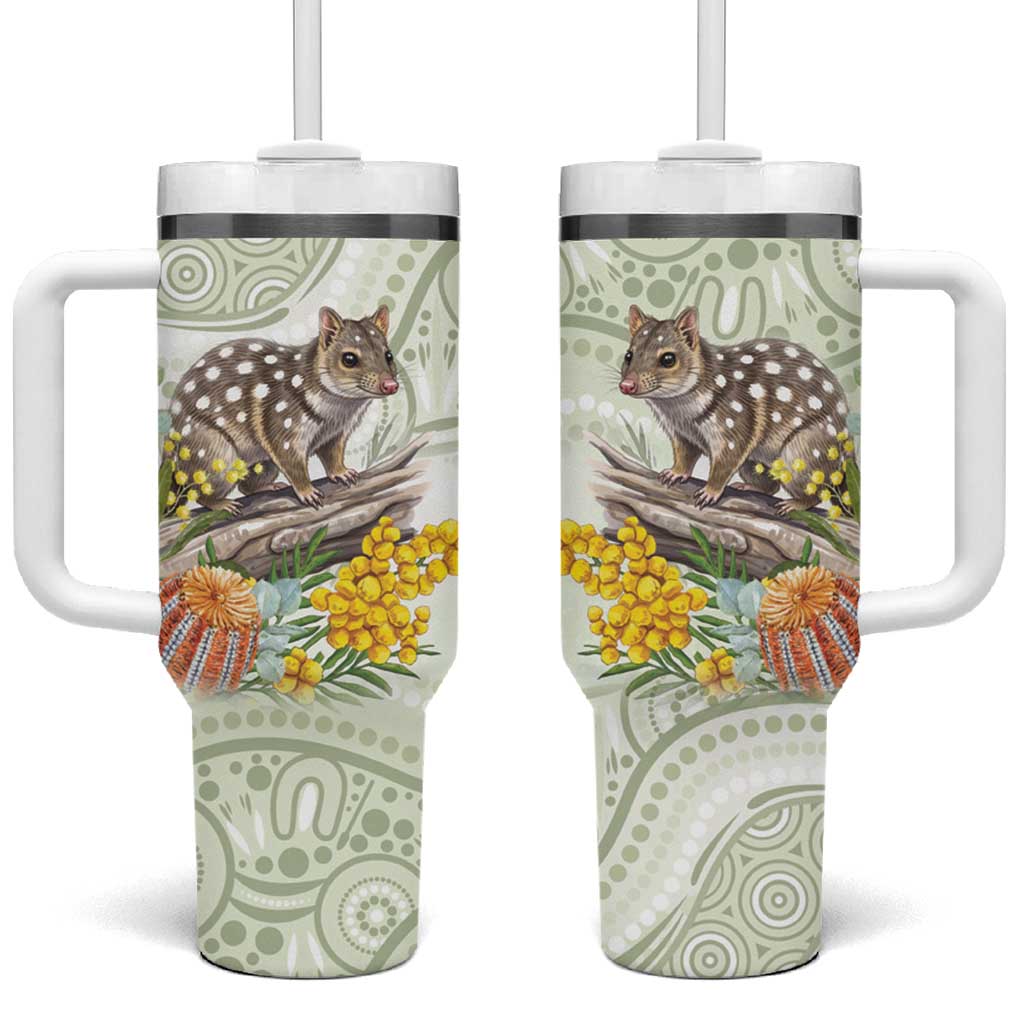 Eastern Quoll Australia Tumbler With Handle Watercolor National Flowers Indigenous Art - Aussie Hoodie
