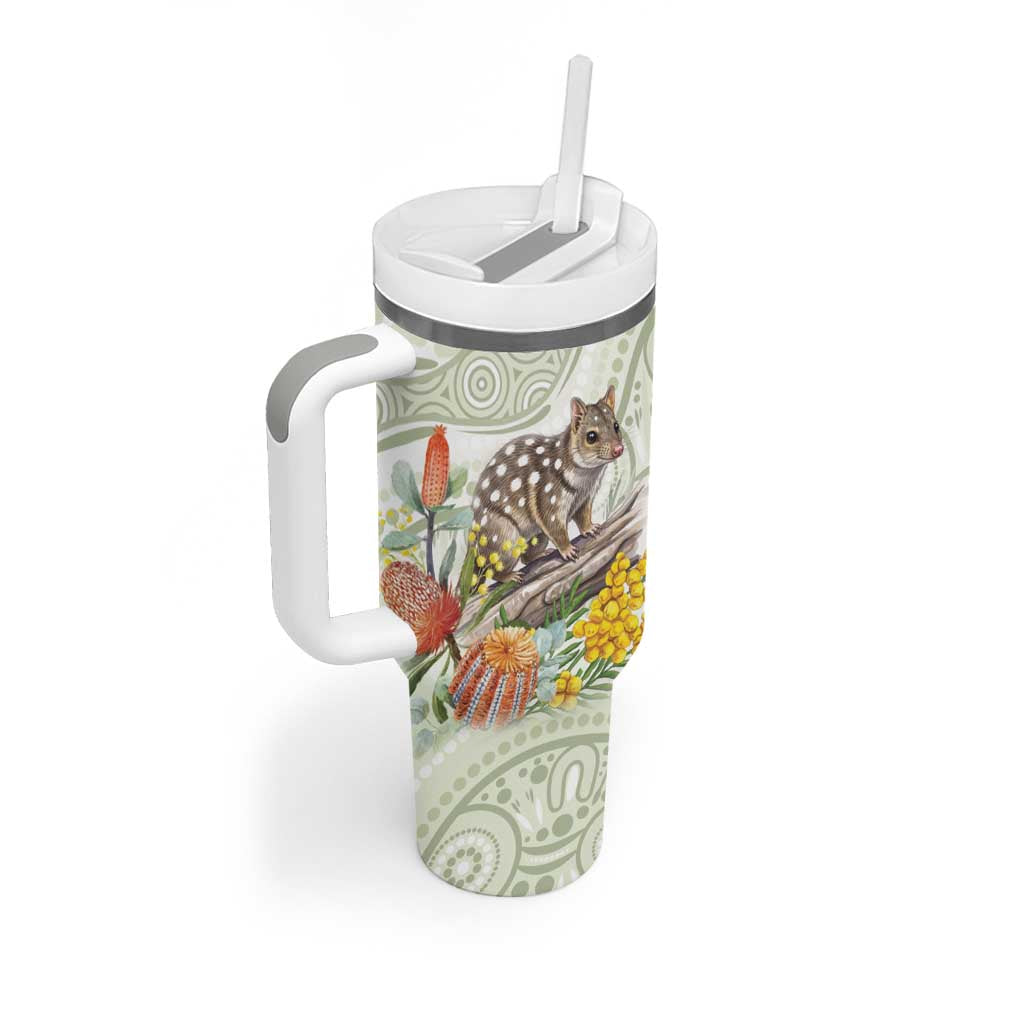 Eastern Quoll Australia Tumbler With Handle Watercolor National Flowers Indigenous Art - Aussie Hoodie