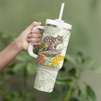 Eastern Quoll Australia Tumbler With Handle Watercolor National Flowers Indigenous Art - Aussie Hoodie