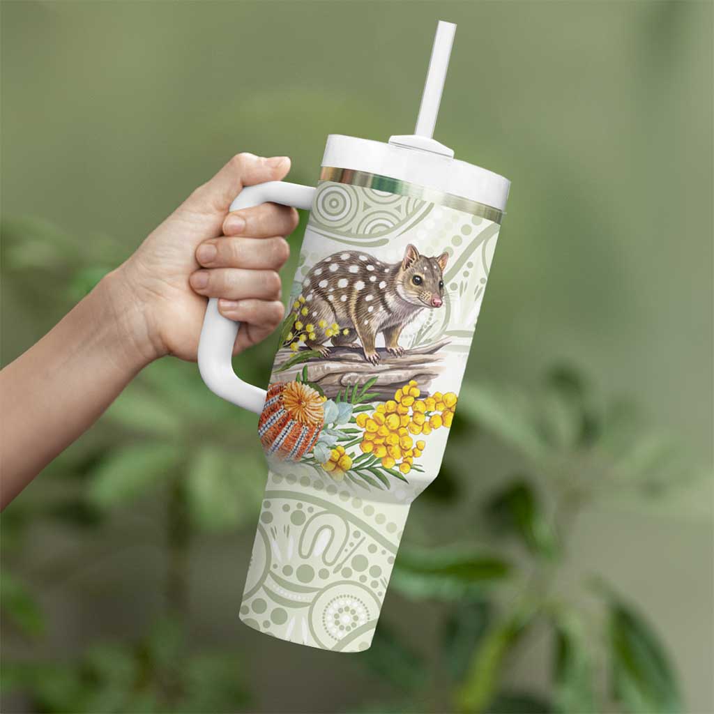 Eastern Quoll Australia Tumbler With Handle Watercolor National Flowers Indigenous Art - Aussie Hoodie