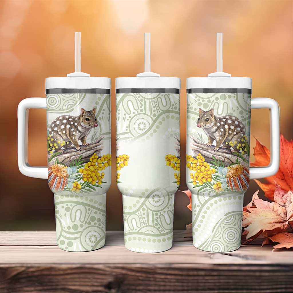 Eastern Quoll Australia Tumbler With Handle Watercolor National Flowers Indigenous Art - Aussie Hoodie