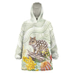 Eastern Quoll Australia Wearable Blanket Hoodie Watercolor National Flowers Indigenous Art - Aussie Hoodie