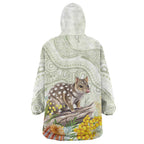 Eastern Quoll Australia Wearable Blanket Hoodie Watercolor National Flowers Indigenous Art - Aussie Hoodie