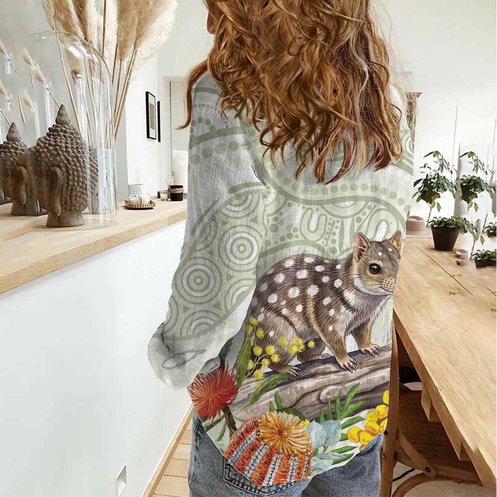 Eastern Quoll Australia Women Casual Shirt Watercolor National Flowers Indigenous Art - Aussie Hoodie