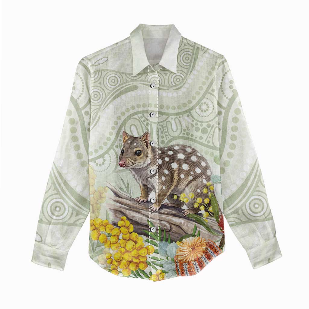 Eastern Quoll Australia Women Casual Shirt Watercolor National Flowers Indigenous Art - Aussie Hoodie