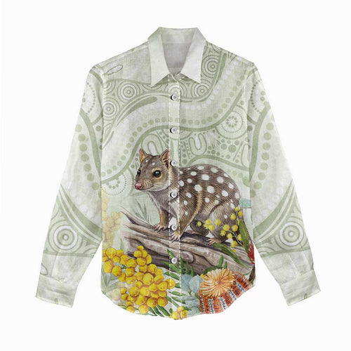Eastern Quoll Australia Women Casual Shirt Watercolor National Flowers Indigenous Art - Aussie Hoodie
